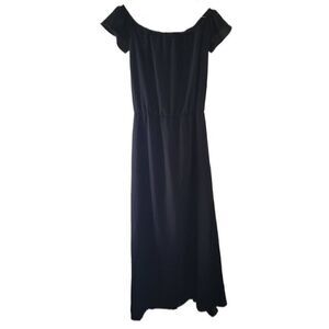 mm mm mm  Black Short Sleeve Split Skirt Romper